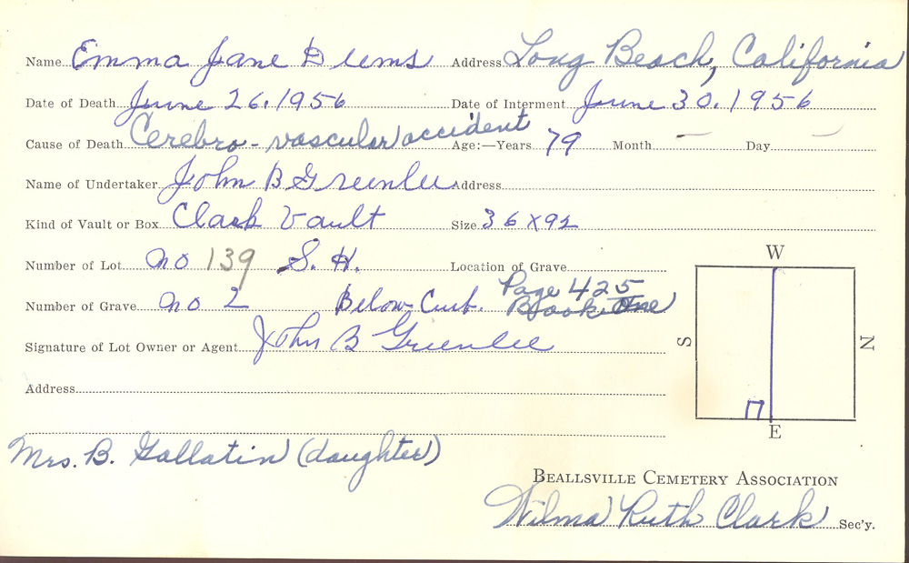 burial card